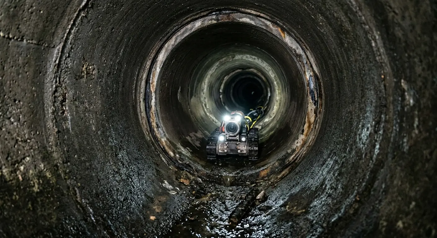 Robotic sewer camera inspecting pipe interior for Drain Snake Service in Amsterdam